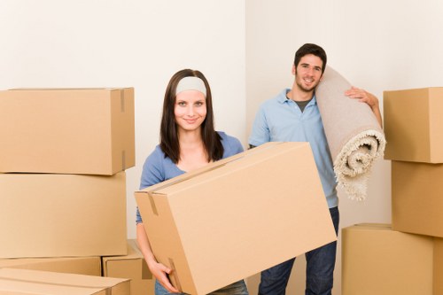 Moving van and packing boxes for flat removals in Westminster