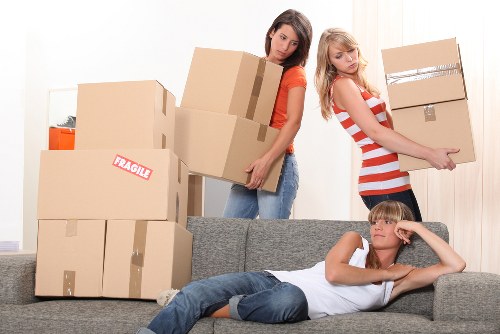Neatly packed student items prepared for storage in Westminster