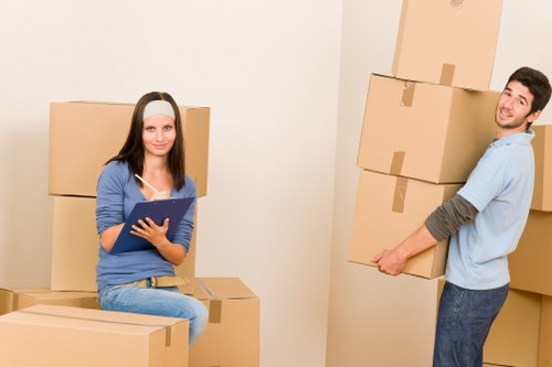 Organized storage boxes ready for removals in Westminster